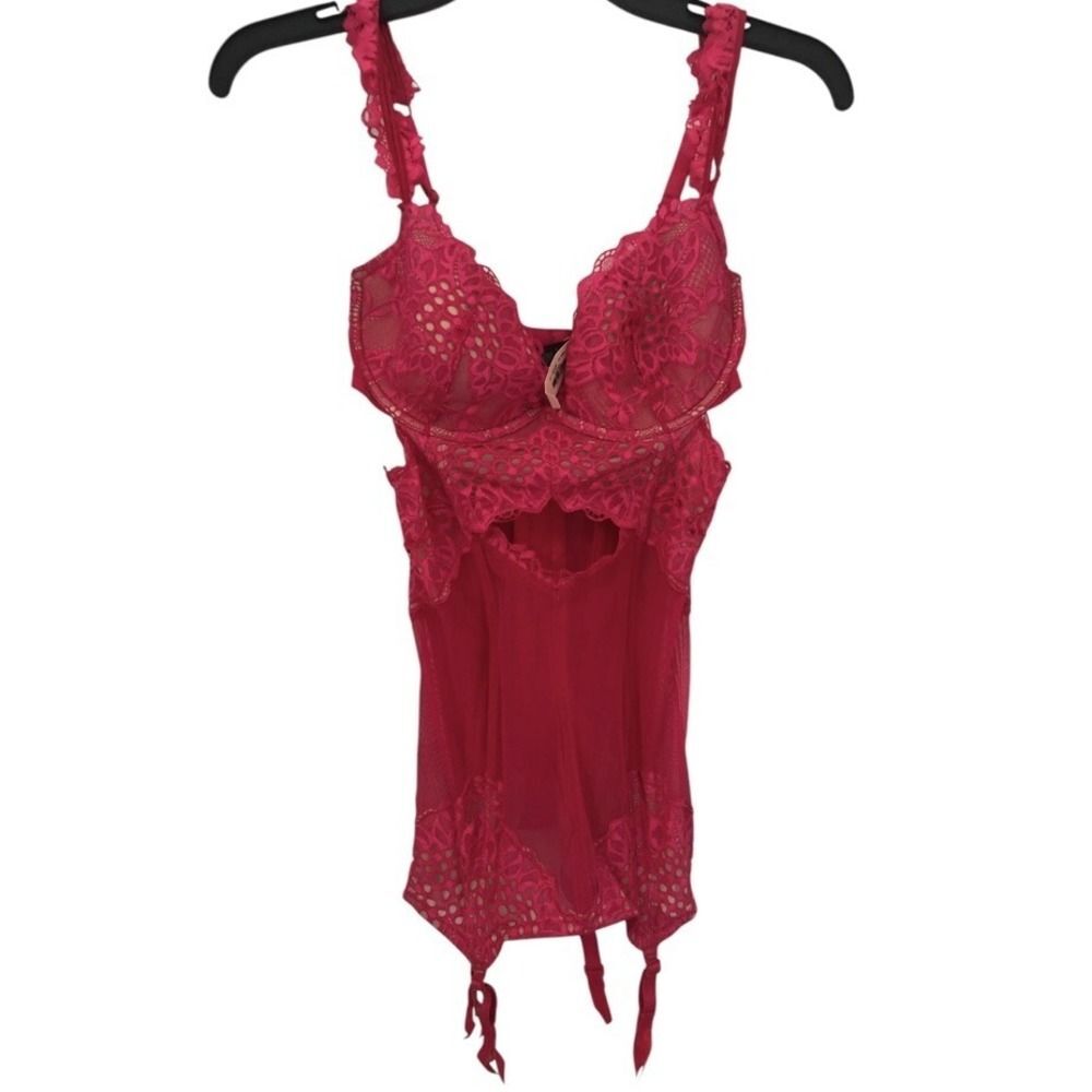 Women's Victoria's Secret One Piece Lingerie Pink Lace New With Tags Size 34 D